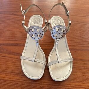 Women's Miller Gold T Strap Wedge Sandals